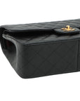 Pre-Loved Classic Double Flap Shoulder Bag Quilted Leather Jumbo with Gold Hardware, Black