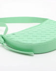 Pre-Loved Sunrise Shoulder Bag Intrecciato Leather Small with Gold Hardware, Mint Green