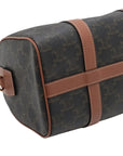 Pre-Loved Triomphe Boston Bag Handbag Triomphe Coated Canvas Small with Gold Hardware, Brown