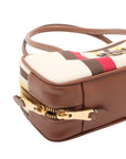 Pre-Loved Bowling Bag Handbag Striped Canvas Small with Gold Hardware, Beige Multicolor