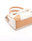 Pre-Loved Navy Cabas Handbag Canvas Plain Mini with Silver Hardware, Natural / Beige