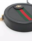 Pre-Loved Ophidia Round Mini Crossbody Bag Leather Mini with Gold Hardware, Black