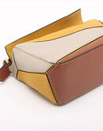 Pre-Loved Puzzle Handbag Leather Mini with Gold Hardware, Yellow, Tan, Cream