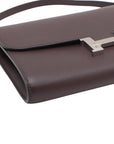 Pre-Loved Constance Long To Go Crossbody Bag Leather with Palladium Hardware, Dark Brown