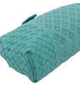 Pre-Loved The Lauren 1980 Clutch Intrecciato Leather with Silver Hardware, Turquoise