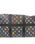 Pre-Loved Keepall Bandoulière Travel Bag Monogram Coated Canvas 50 with Silver Hardware, Black Multicolor