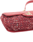 Pre-Loved Flap Bag Shoulder Bag Quilted Leather Mini with Gold Hardware, Red