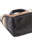 Pre-Loved Boogie Handbag Pony Hair with Silver Hardware, Brown and White