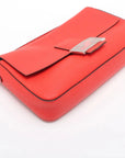 Pre-Loved Baguette Shoulder Bag Leather with Silver Hardware, Red