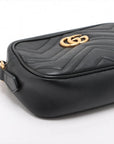 Pre-Loved GG Marmont Matelassé Crossbody Bag Quilted Leather Mini with Aged Gold Hardware, Black