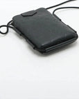 Pre-Loved Phone Pouch Crossbody Bag Monogram Leather with Black Hardware, Black