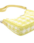 Pre-Loved Re-Edition 2005 Shoulder Bag Crochet Raffia Gingham Mini with Silver Hardware, Yellow and White