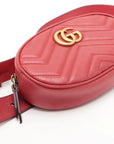 Pre-Loved GG Marmont Matelassé Belt Bag Quilted Leather with Aged Gold Hardware, Red