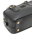 Pre-Loved Bowling Bag Handbag Leather Mini with Gold Hardware, Black