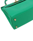 Pre-Loved Kelly Handbag Leather 25 with Gold Hardware, Vert Jade
