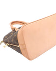 Pre-Loved Alma Handbag Monogram Coated Canvas PM with Gold Hardware, Brown