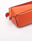 Pre-Loved Puzzle Handbag Leather Mini with Gold Hardware, Orange