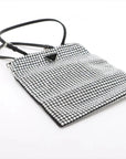 Pre-Loved Satin Crystal Tote Shoulder Bag Embellished Satin Small with Silver Hardware, Black