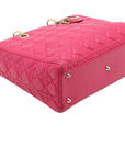 Pre-Loved Lady Dior Handbag Cannage Leather Large with Gold Hardware, Pink