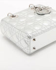 Pre-Loved Lady Dior Handbag Quilted Leather Mini with Silver Hardware, Silver