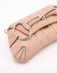 Pre-Loved Horsebit Chain Shoulder Bag Quilted Leather Small with Silver Hardware, Pink