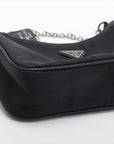 Pre-Loved Re-Edition 2005 Shoulder Bag Re-Nylon with Silver Hardware, Black