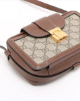 Pre-Loved GG Supreme Crossbody Bag Monogram Coated Canvas Mini with Gold Hardware, Beige/Brown