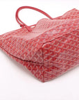 Pre-Loved Saint Louis Tote Goyardine Chevron Coated Canvas GM with Silver Hardware, Red