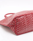 Pre-Loved Saint Louis Tote Chevron Coated Canvas GM with Gold Hardware, Red