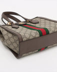 Pre-Loved Ophidia Tote GG Supreme Canvas Coated Small with Gold Hardware, Beige/Ebony