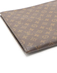 Pre-Loved Poche Documents Clutch Monogram Coated Canvas with Gold Hardware, Brown