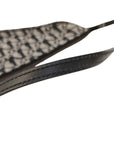 Pre-Loved Saddle Pochette Oblique Canvas Mini with Silver Hardware, Navy and Grey