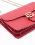 Pre-Loved Interlocking G Crossbody Bag Plain Leather with Gold Hardware Small, Red