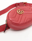 Pre-Loved GG Marmont Belt Bag Quilted Leather with Aged Gold Hardware, Red