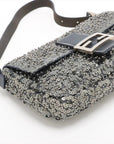 Pre-Loved Mamma Baguette Shoulder Bag Sequined with Silver Hardware, Silver