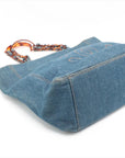 Pre-Loved CC Denim Tote Denim with Tortoise Shell Hardware, Blue