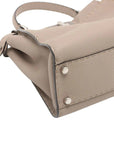 Pre-Loved Peekaboo Handbag Leather Regular with Silver Hardware, Taupe