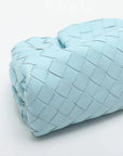Pre-Loved The Pouch Crossbody Bag Intrecciato Leather Mini with Silver Hardware, Light Blue