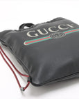 Pre-Loved Logo Print Drawstring Backpack Leather Medium with Black Hardware, Black