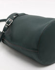 Pre-Loved Big Bag Bucket Bucket Bag Leather Nano with Silver Hardware, Dark Green