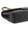 Pre-Loved Classic Double Flap Shoulder Bag Quilted Leather Medium with Gold Hardware, Black