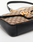 Pre-Loved GG Marmont Shoulder Bag Monogram Coated Canvas Small with Gold Hardware, Beige Ebony