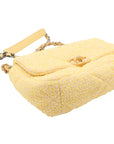 Pre-Loved Chanel 19 Shoulder Bag Quilted Tweed Small with Mixed Hardware, Yellow