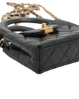 Pre-Loved Kelly Shopping Bag Handbag Quilted Leather Nano with Aged Gold Hardware, Black