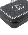 Pre-Loved CC Filigree Vanity Case Shoulder Bag Quilted Leather Medium with Silver Hardware, Black