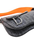 Pre-Loved Saddle Shoulder Bag Trotter Denim with Silver Hardware, Blue