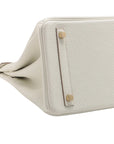 Pre-Loved Birkin Handbag Leather 30 with Gold Hardware, White