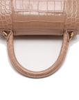 Pre-Loved Hourglass Handbag Crocodile Embossed Leather Small with Gold Hardware, Beige
