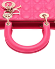 Pre-Loved Lady Dior Handbag Cannage Leather Large with Gold Hardware, Pink
