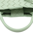 Pre-Loved Andiamo Handbag Intrecciato Leather Small with Gold Hardware, Mint Green